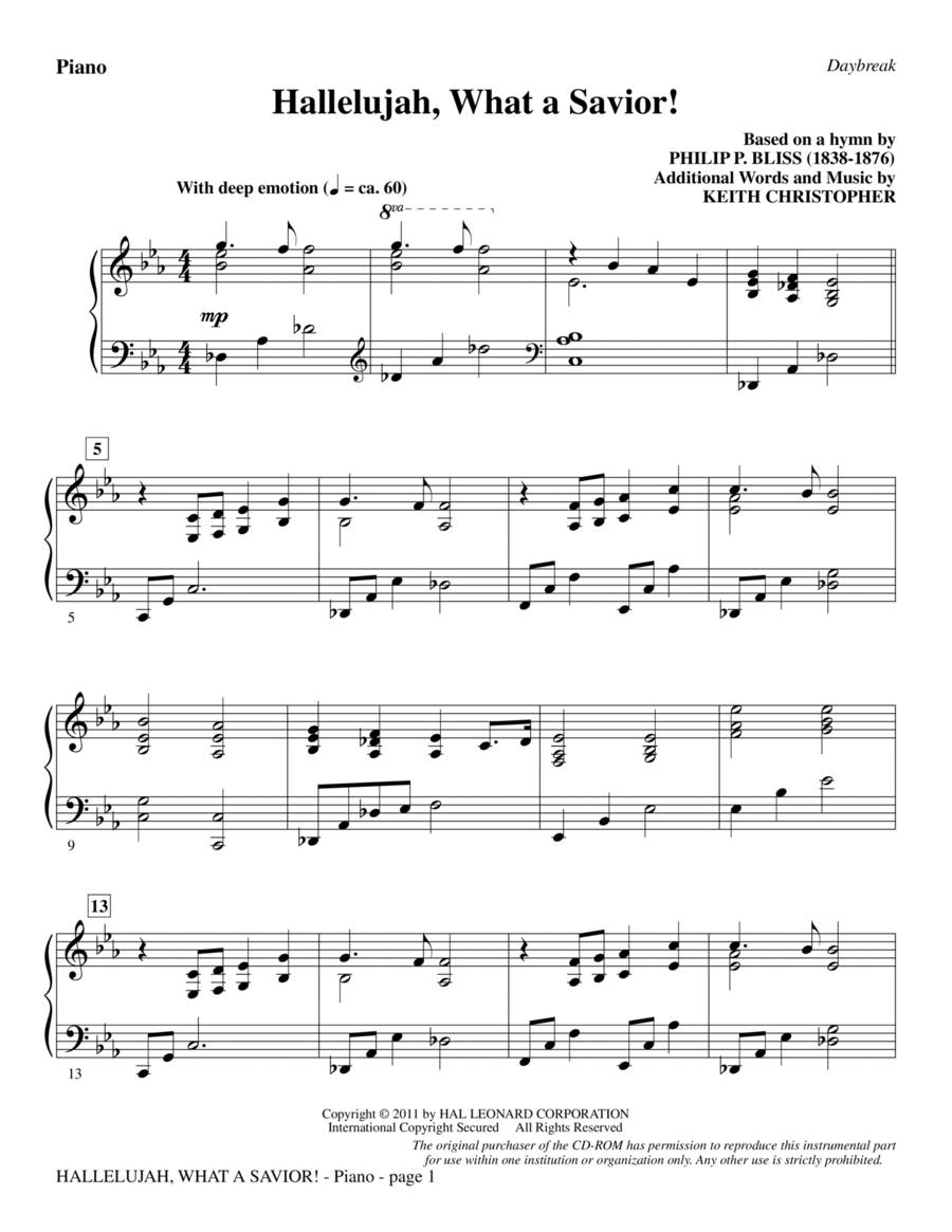 Hallelujah, What A Savior! - Piano Choir scores gallery preview page 1