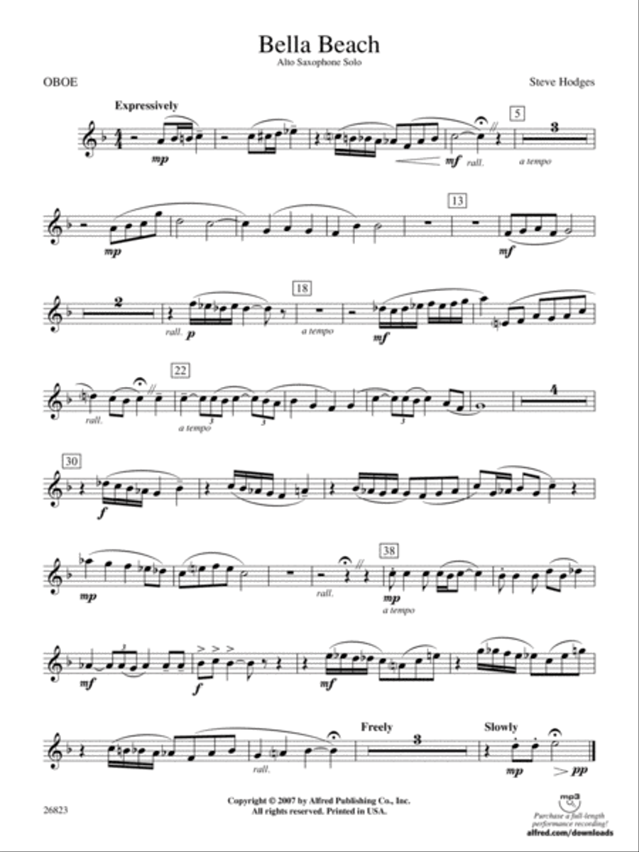 Bella Beach: Oboe Bella Beach: Oboe Concert Band scores gallery preview page 1
