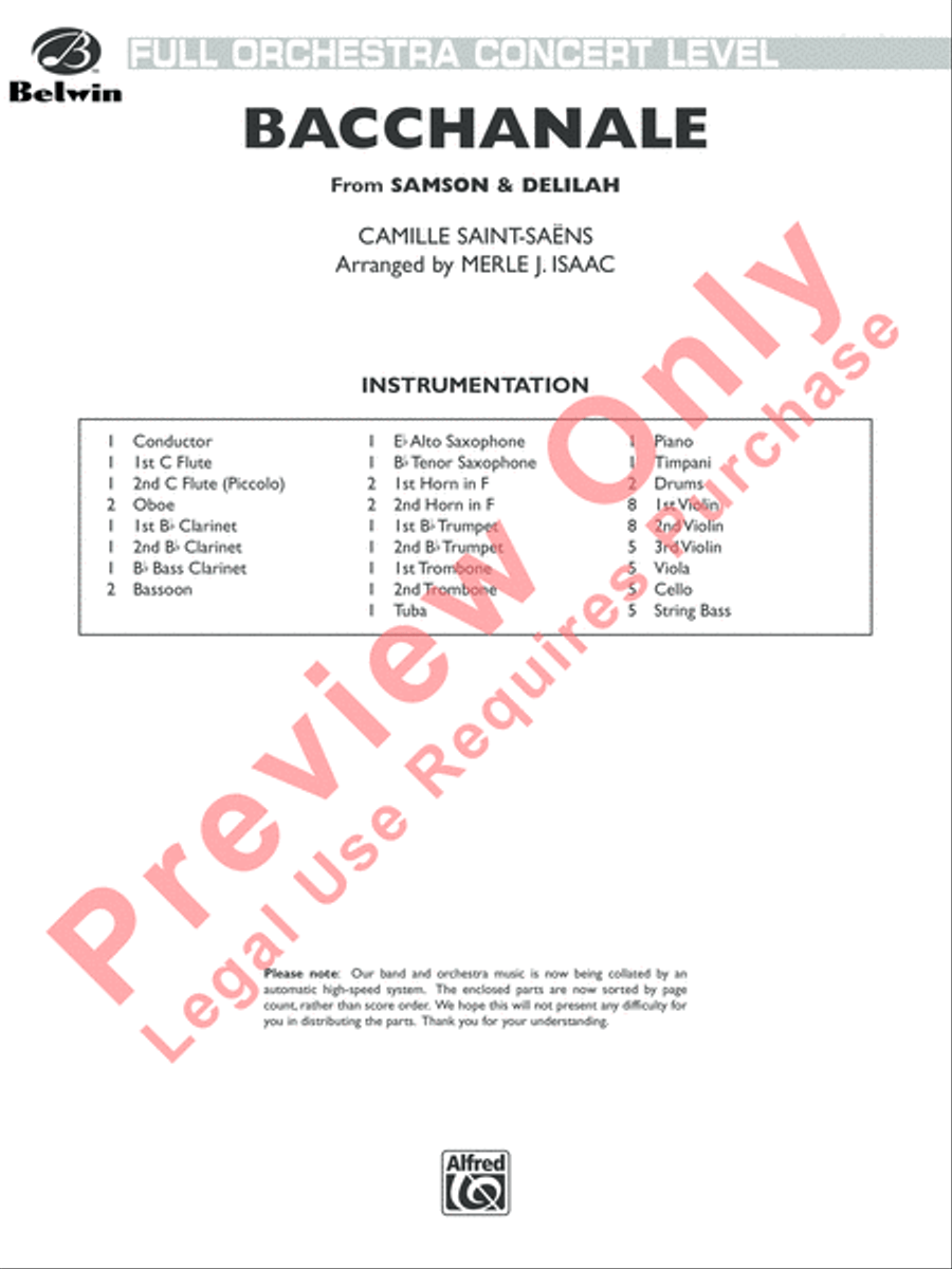 Bacchanale from Samson & Delilah (Score Only) Full Orchestra scores gallery preview page 2