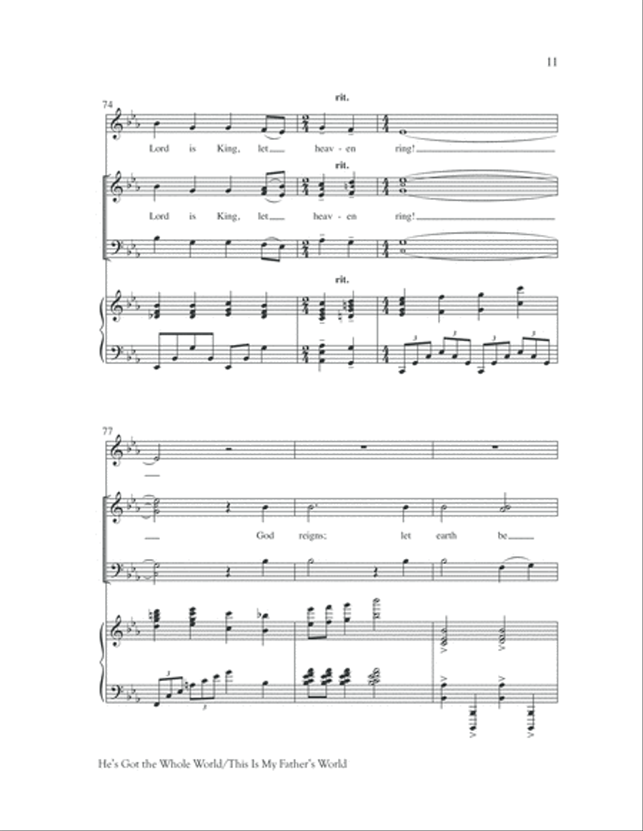 He's Got the Whole World with This Is My Father's World He's Got the Whole World with This Is My Father's World Unison Choir scores gallery preview page 12