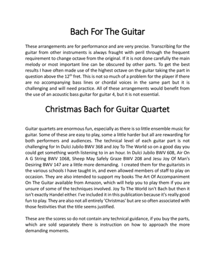 Bach for Christmas - 6 Guitar Quartets