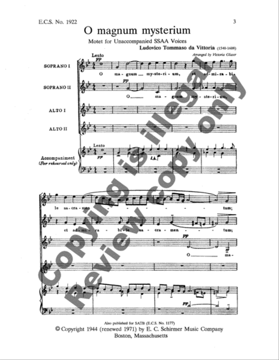 O Magnum Mysterium SSAA scores gallery preview page 8