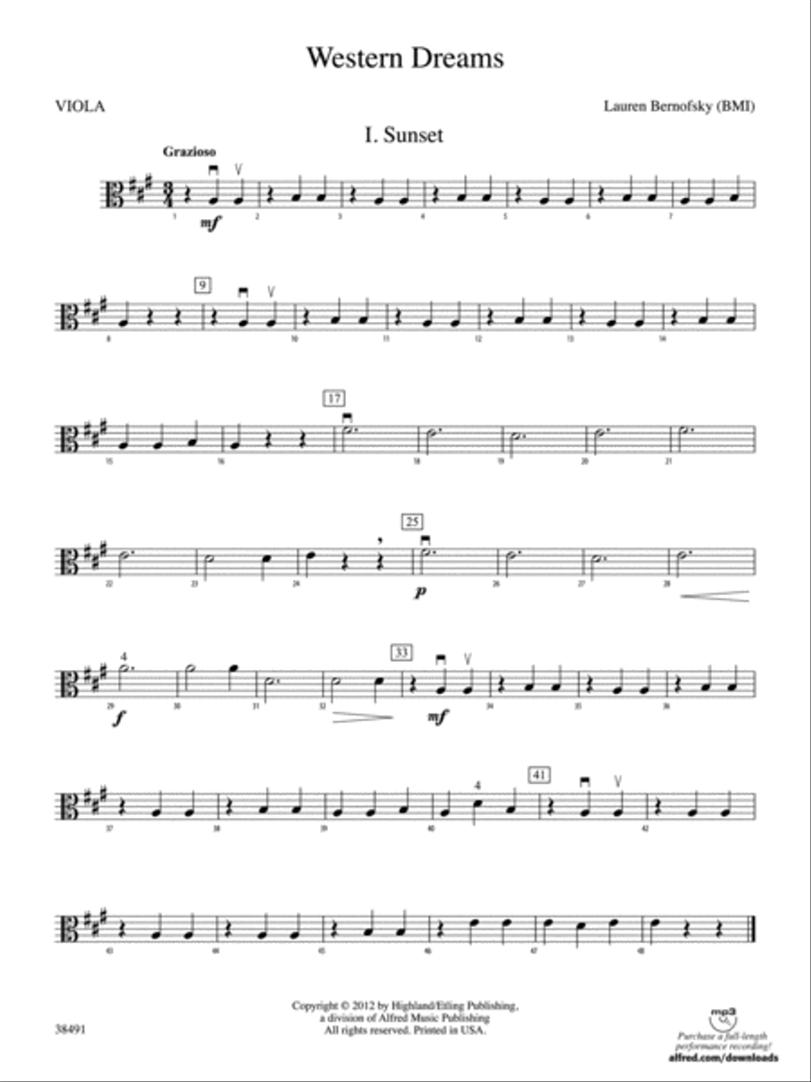 Western Dreams: Viola String Orchestra scores gallery preview page 1