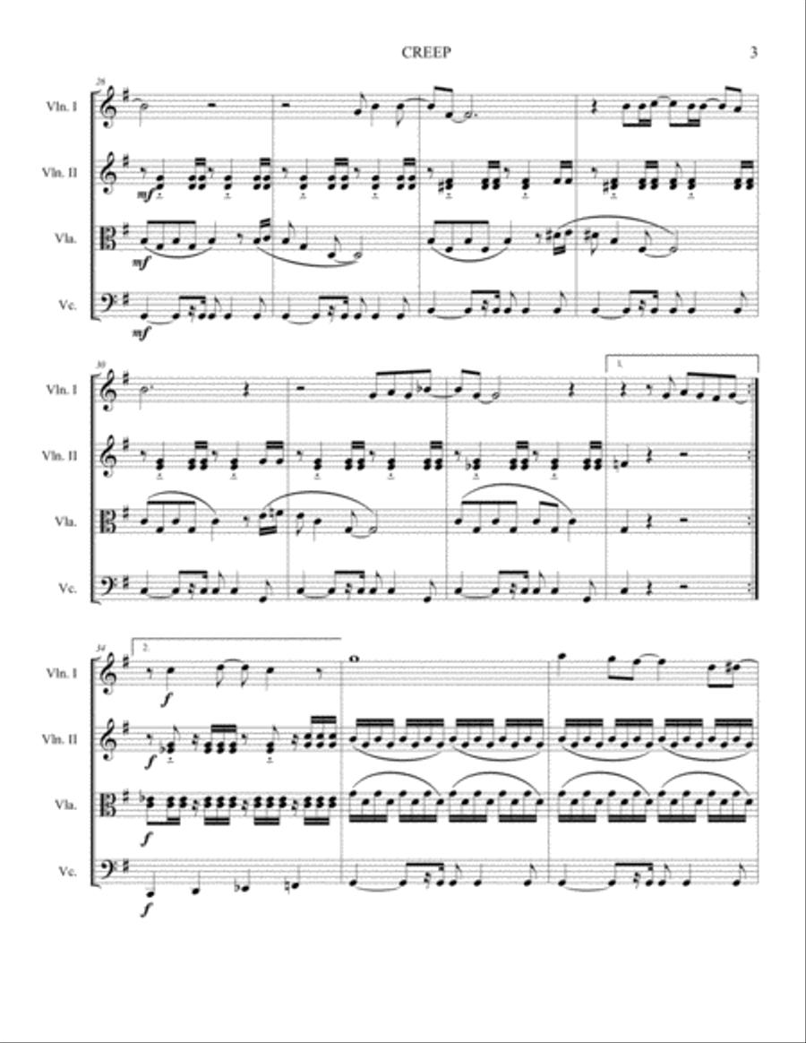 Creep String Quartet scores gallery preview page 3