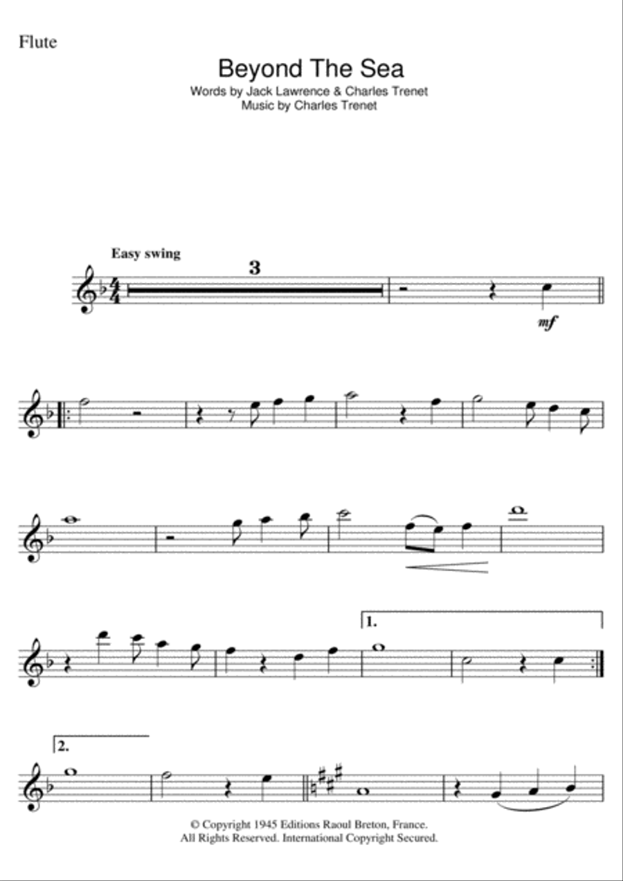 Beyond The Sea (from Finding Nemo) Flute Solo scores gallery preview page 1