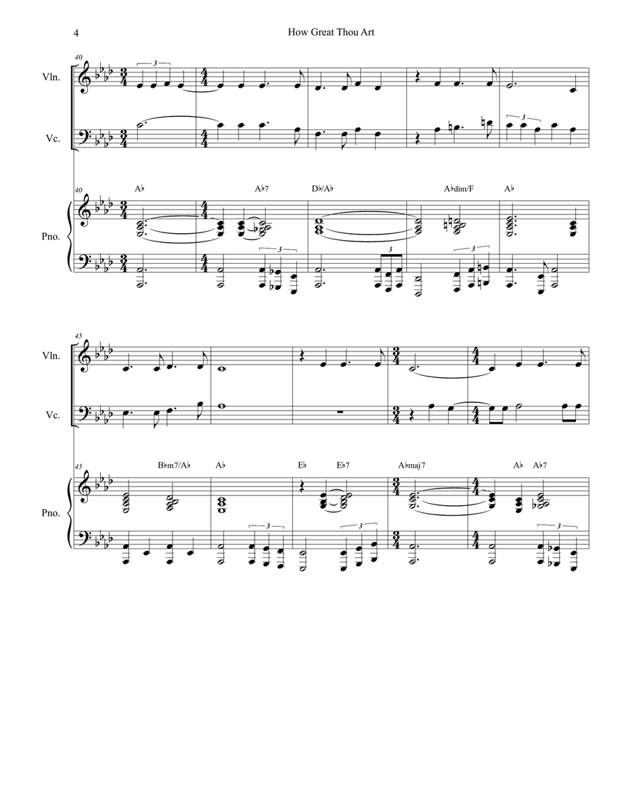 How Great Thou Art (Duet for Violin & Cello - Piano Accompaniment) Piano Trio scores gallery preview page 5