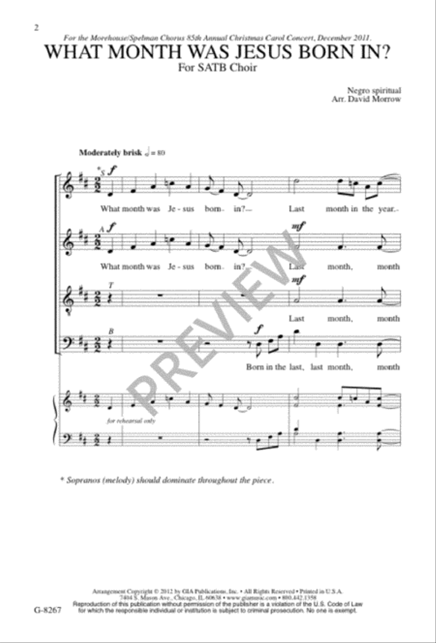 What Month Was Jesus Born In? 4-Part scores gallery preview page 2