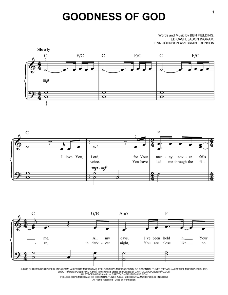 Goodness of God by CeCe Winans Easy Piano - Digital Sheet Music