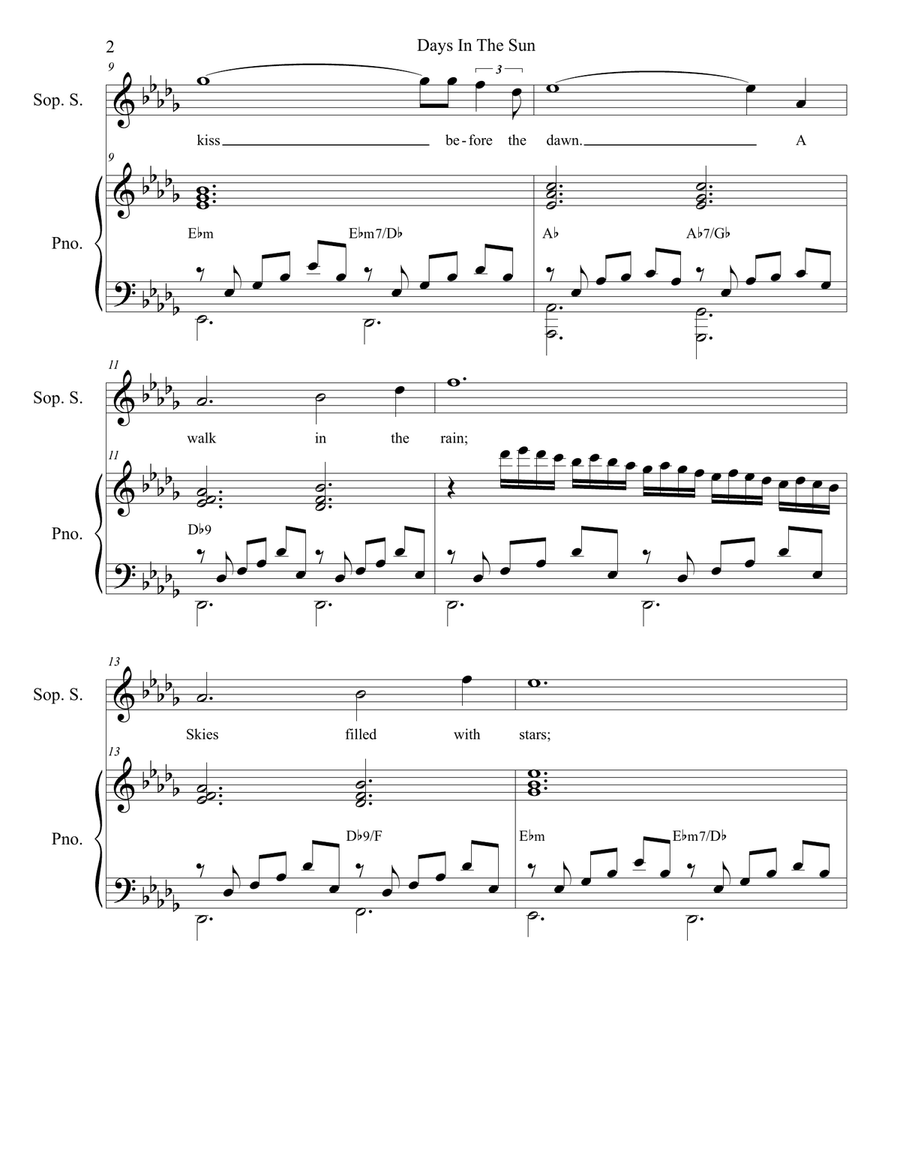 Days In The Sun (Soprano Solo) Soprano Voice scores gallery preview page 3