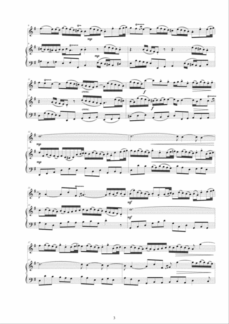 Bach - 3 Sonatas for Flute and Harpsichord or Piano Flute Solo scores gallery preview page 3