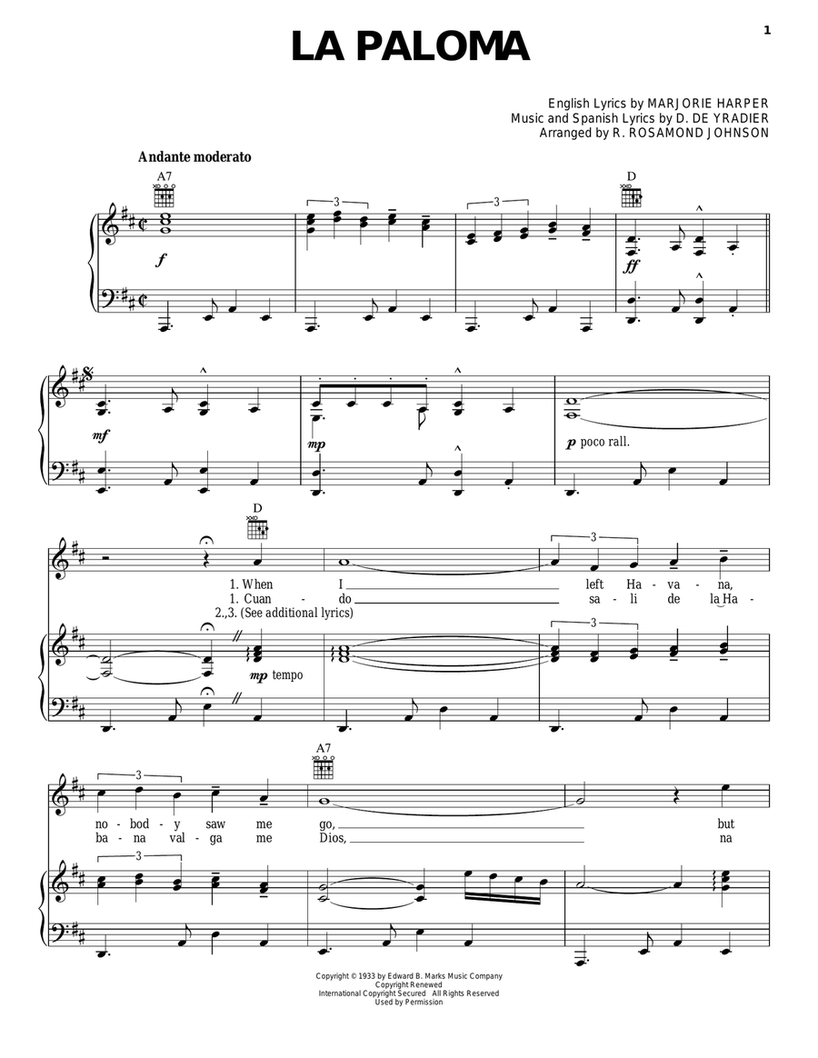 La Paloma Guitar scores gallery preview page 1