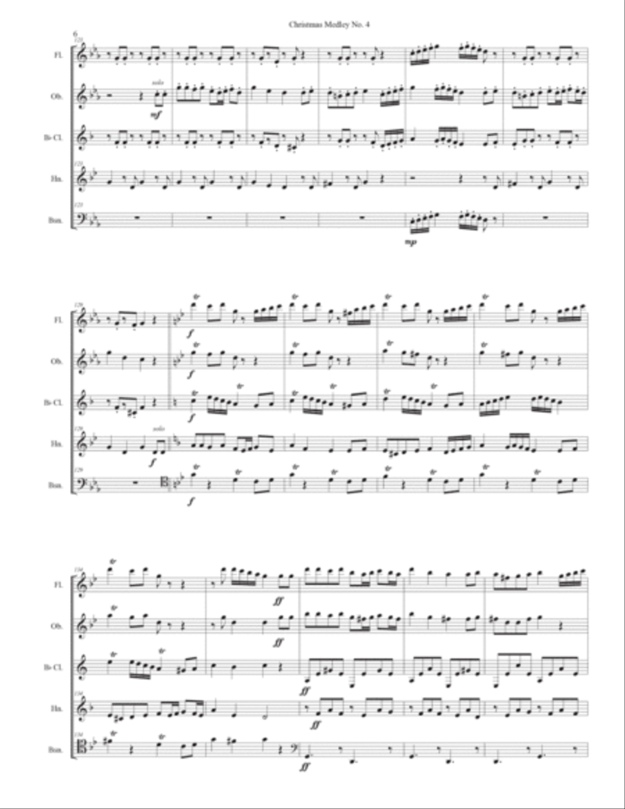 Christmas Medley No. 4 for wind quintet Woodwind Quintet scores gallery preview page 6