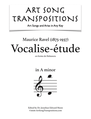 Book cover for RAVEL: Vocalise-étude, en forme de Habanera (transposed to A minor)