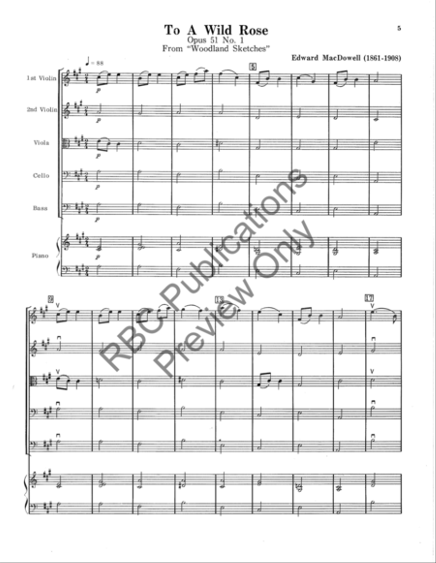 Long Ago To A Wild Rose (Score) String Orchestra scores gallery preview page 6