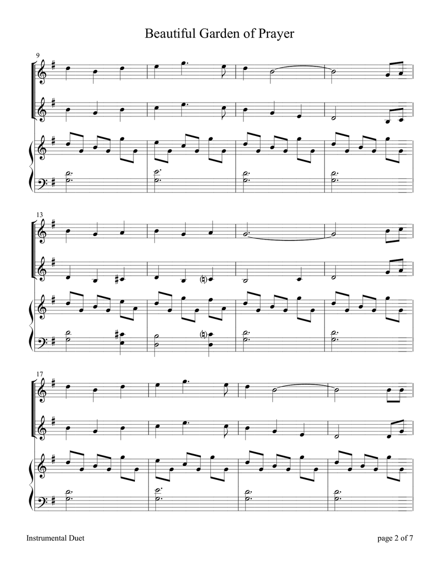 Beautiful Garden of Prayer (Flute and Violin Duet with Piano accompaniment) Flute scores gallery preview page 4