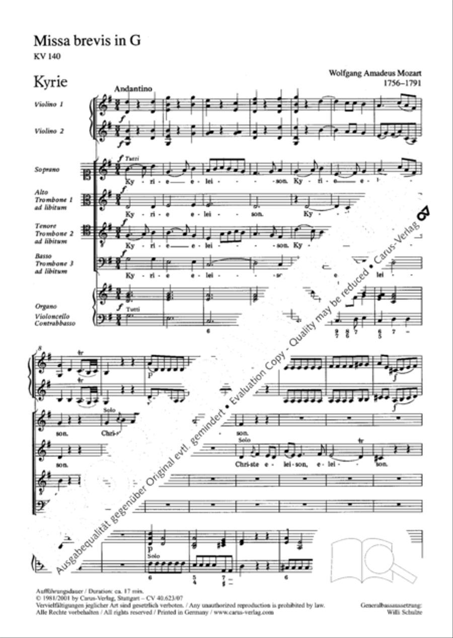 Missa brevis in G major Missa brevis in G major 4-Part scores gallery preview page 7