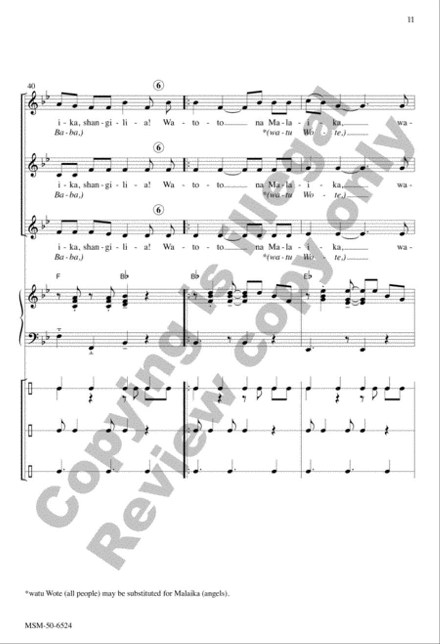 Watoto na Malaika (Children and Angels, Rejoice) SSA scores gallery preview page 11