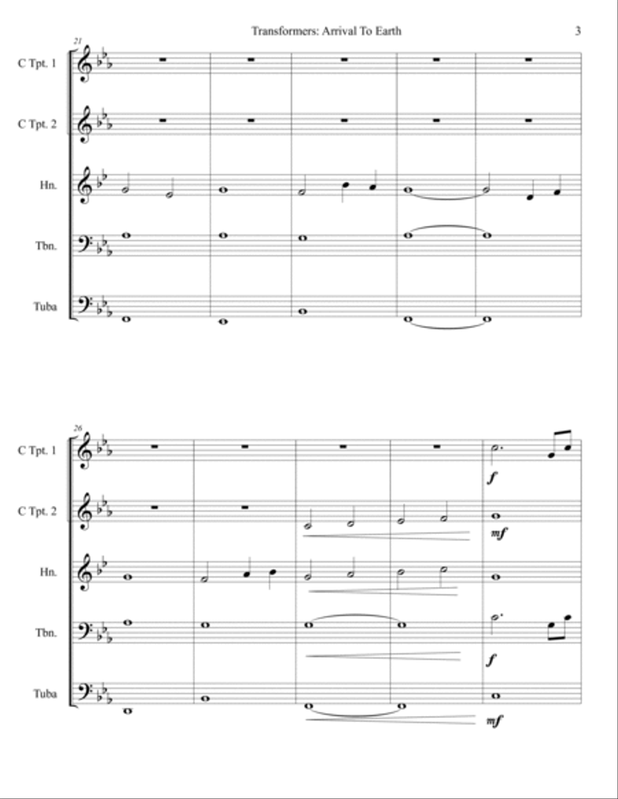 Transformers: Arrival To Earth Brass Ensemble scores gallery preview page 4