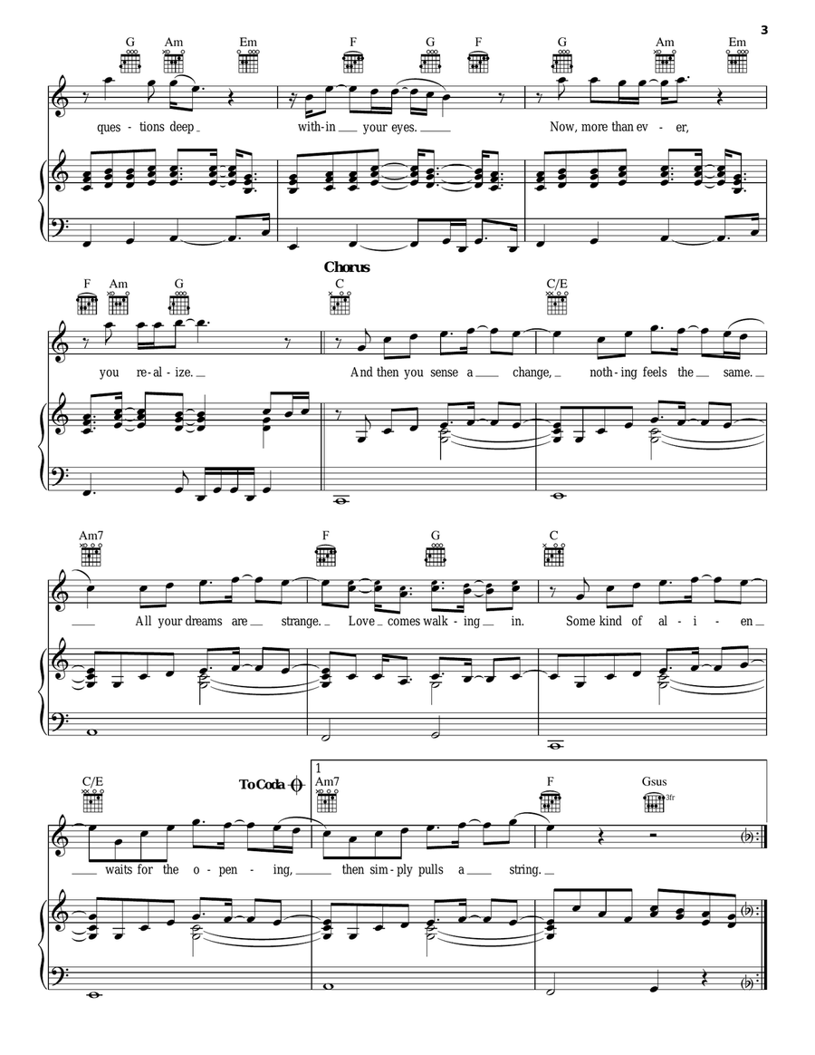 Love Walks In Piano, Vocal, Guitar scores gallery preview page 3