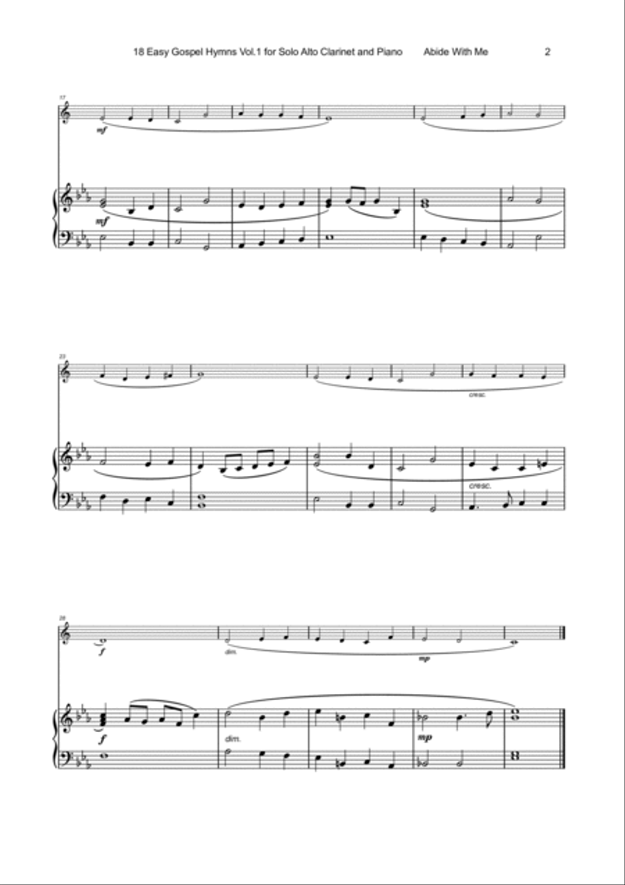 18 Gospel Hymns Vol.1 for Solo Alto Clarinet and Piano E-Flat Clarinet scores gallery preview page 3
