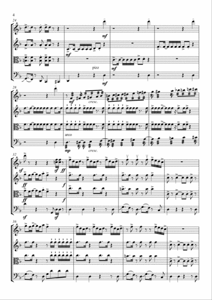 Uptown Funk String Quartet scores gallery preview page 4