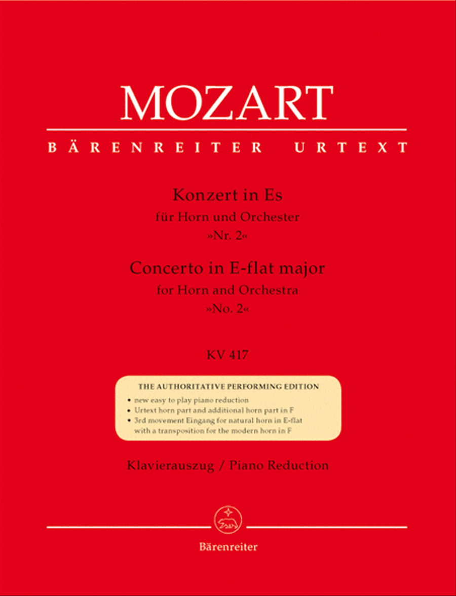 Concerto for Horn and Orchestra No. 2 E flat major KV 417 Piano scores gallery preview page 1
