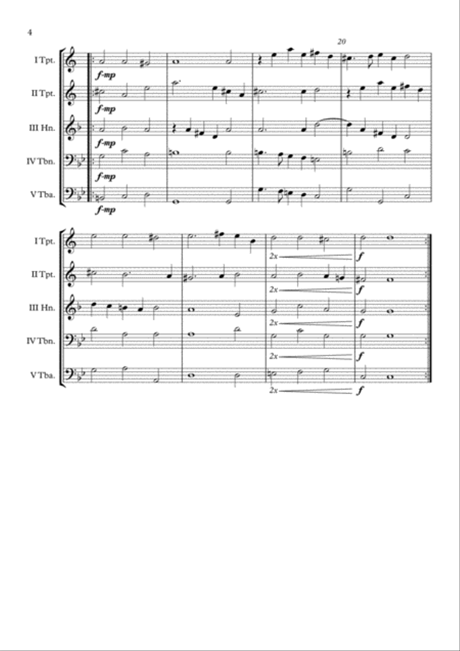 Galliard 6b. (William Brade) Brass Quintet arr. Adrian Wagner Brass Quintet scores gallery preview page 4