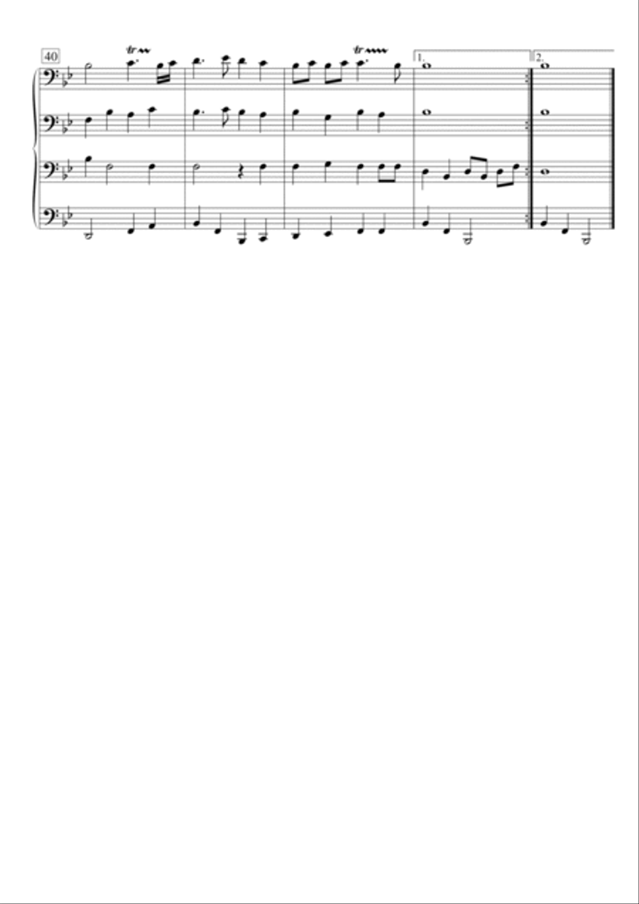 The Prince of Denmark's March (Trumpet Voluntary) for Trombone Quartet (B flat major) Brass Quartet scores gallery preview page 5