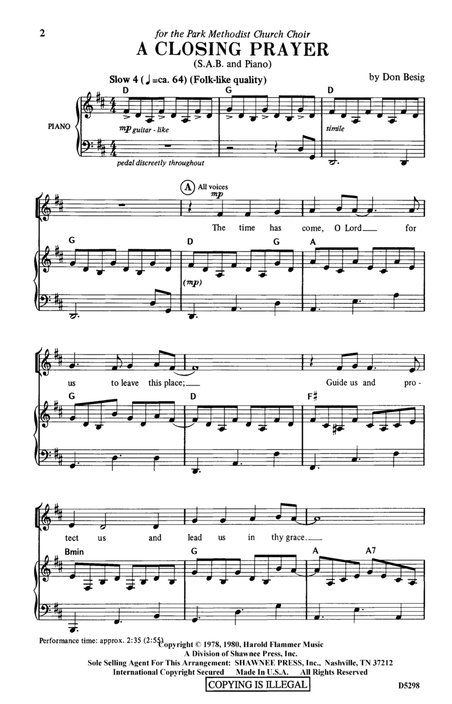 A Closing Prayer A Closing Prayer 3-Part scores gallery preview page 1