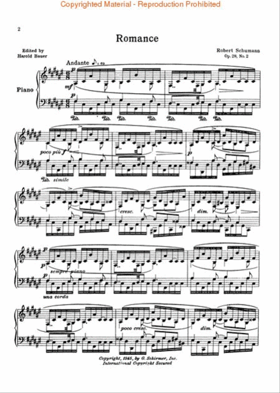 Romance, Op. 28, No. 2 in F Sharp Piano Solo scores gallery preview page 2