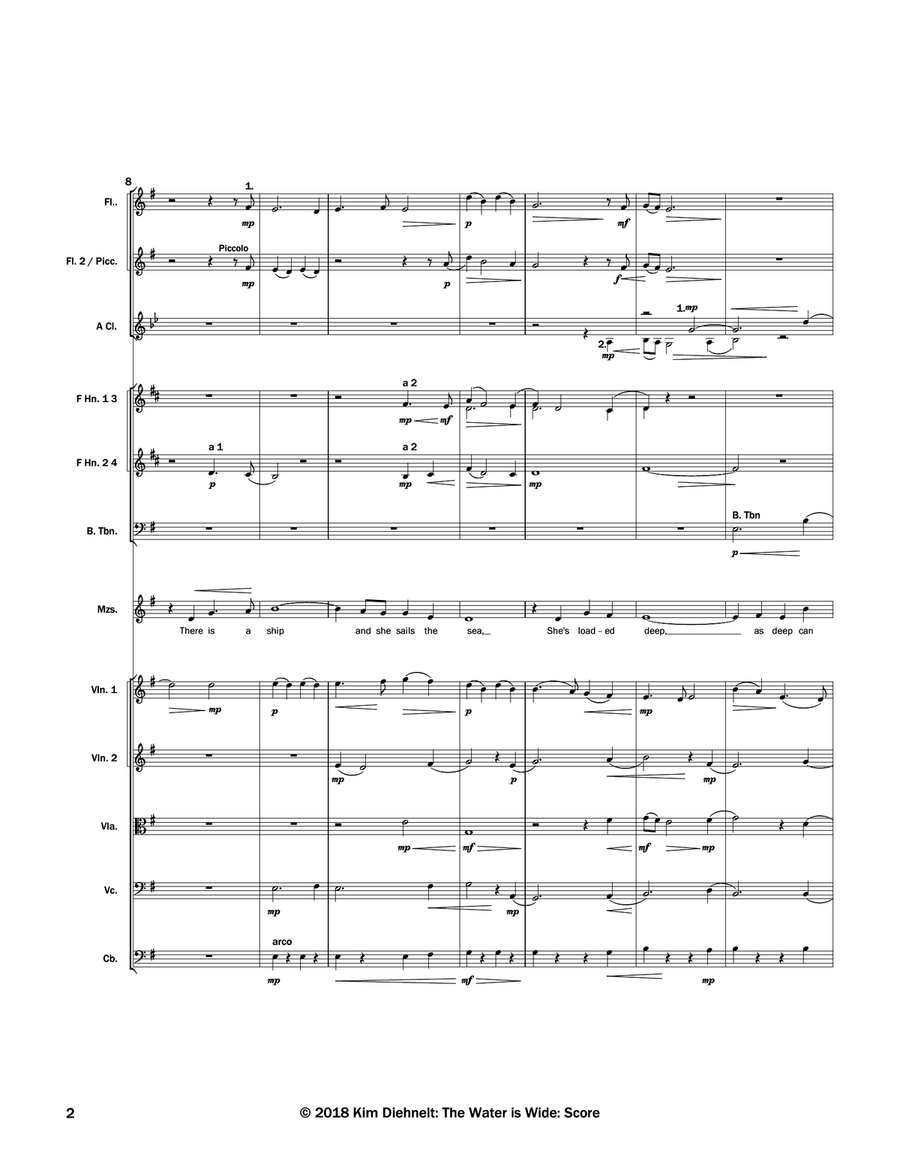 The Water is Wide for mezzo-soprano and Orchestra (Arr. Diehnelt) Full Orchestra scores gallery preview page 4
