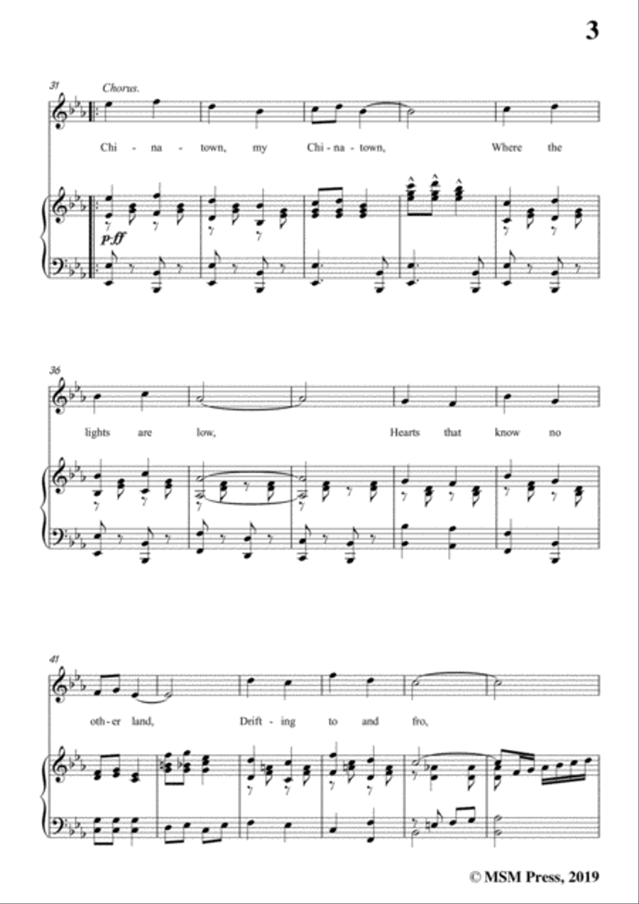 Jean Schwartz-Chinatown,My Chinatown,in E flat Major,for Voice and Piano Voice Solo scores gallery preview page 5