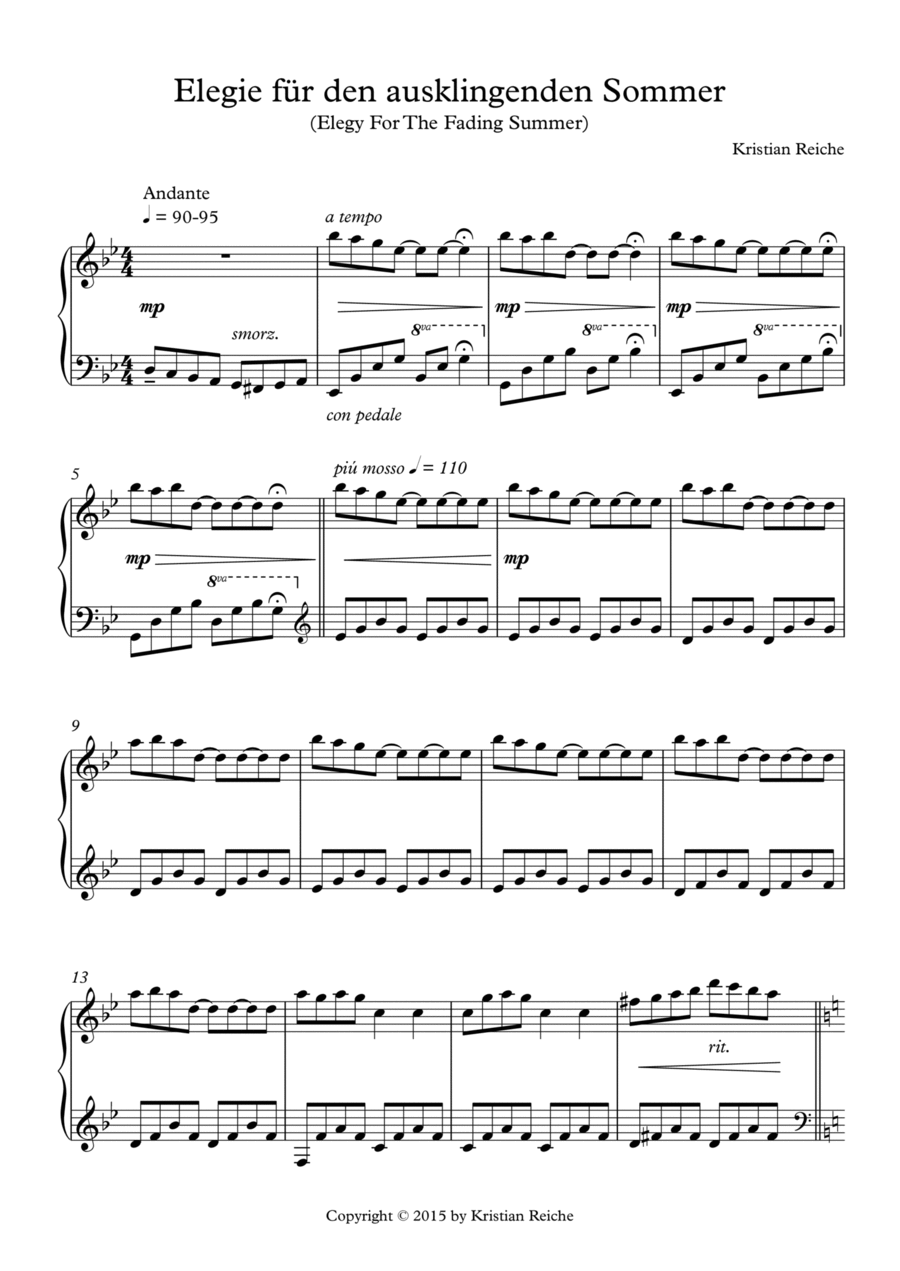 Elegie für den ausklingenden Sommer (Elegy For The Fading Summer) Piano Solo scores gallery preview page 1