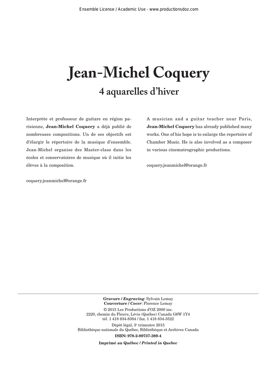 4 aquarelles d’hiver Classical Guitar scores gallery preview page 1