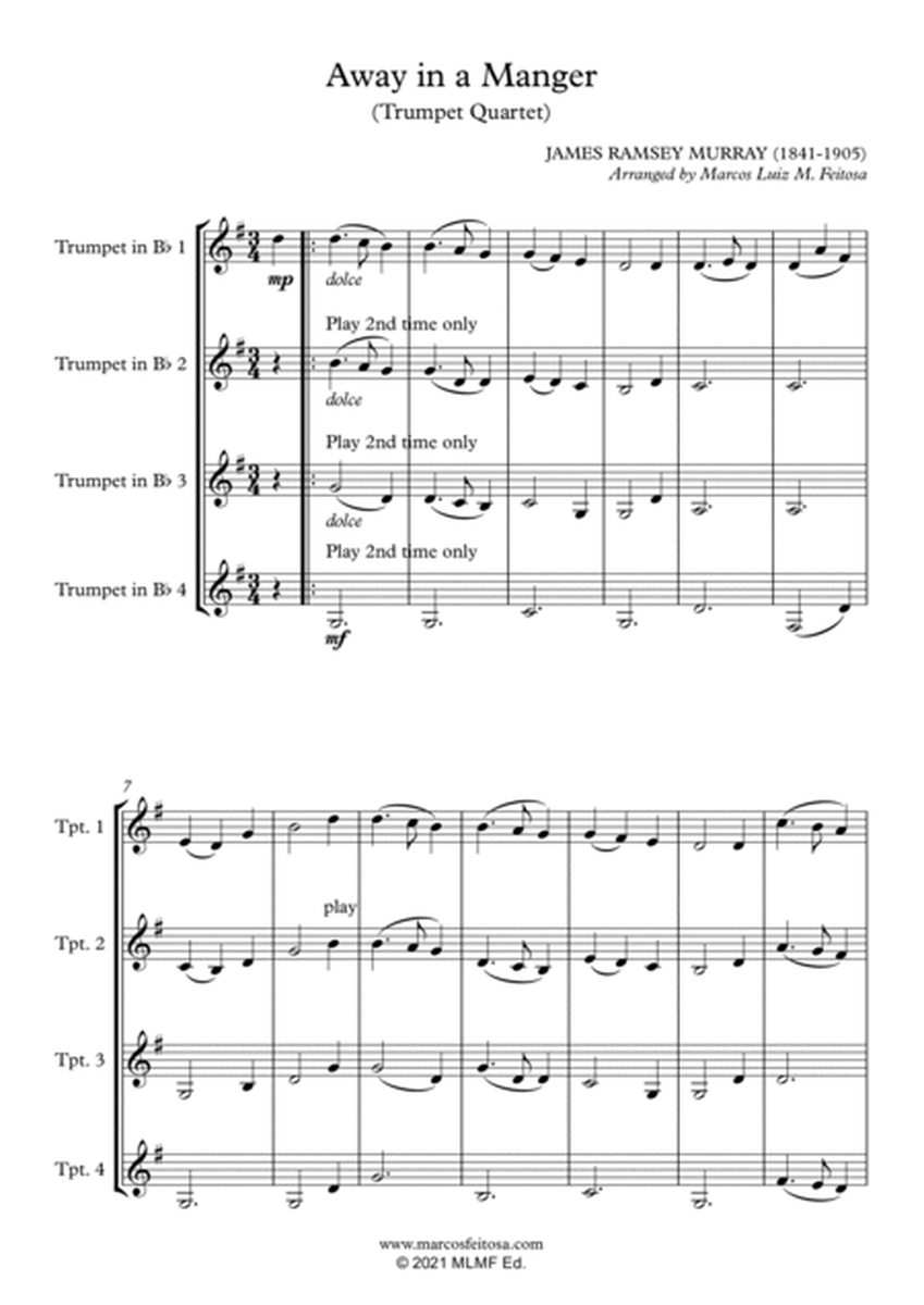 Away in a Manger - Trumpet Quartet image number null