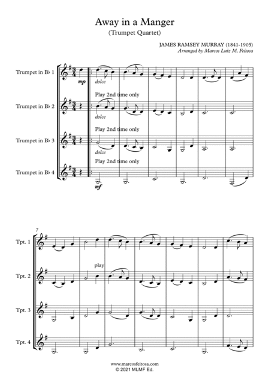 Away in a Manger - Trumpet Quartet Away in a Manger - Trumpet Quartet Brass Ensemble scores gallery preview page 3