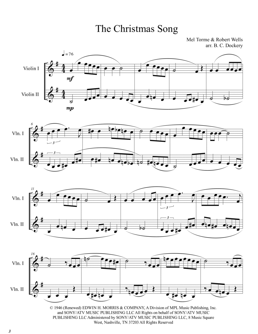 The Christmas Song (chestnuts Roasting On An Open Fire) String Duet scores gallery preview page 1