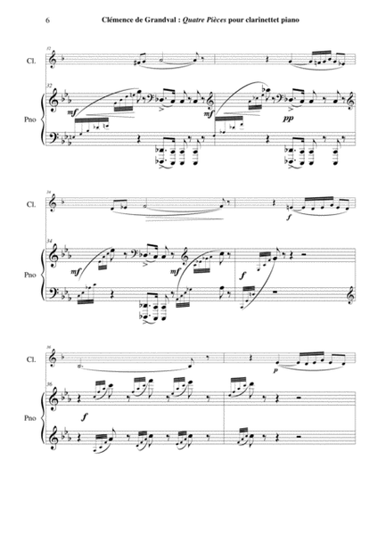 Clémenace de Grandval: Quatre Pièces (Four Pieces) for Bb clarinet and pIano