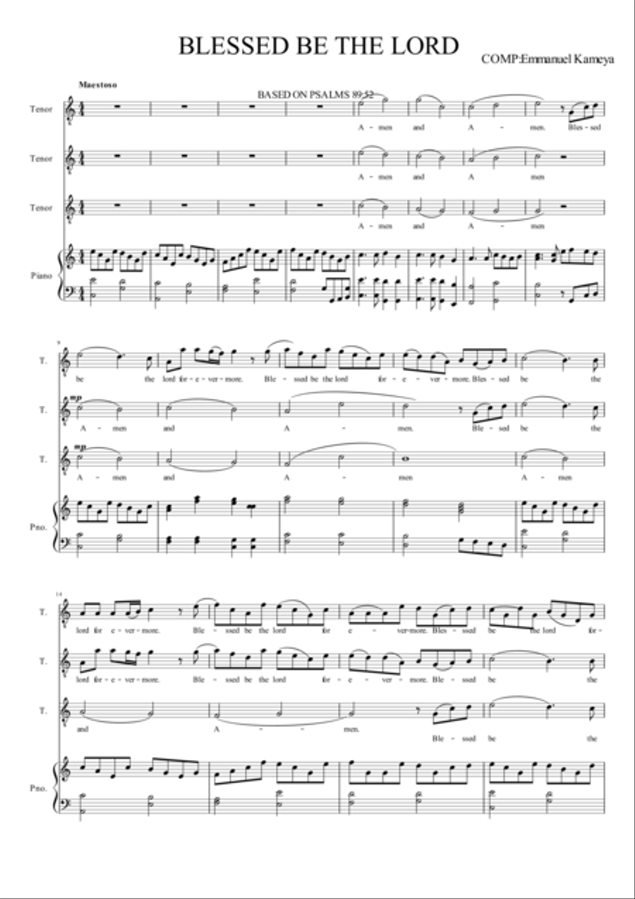 BLESSED BE THE LORD(TENOR TRIAL) Small Ensemble scores gallery preview page 1