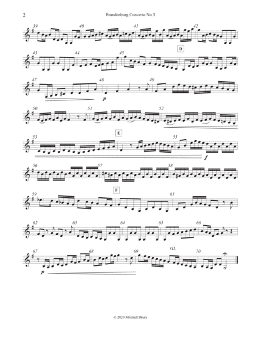 Brandenburg Concert No. 3 - Allegro - String Quartet / Trio String Quartet scores gallery preview page 4