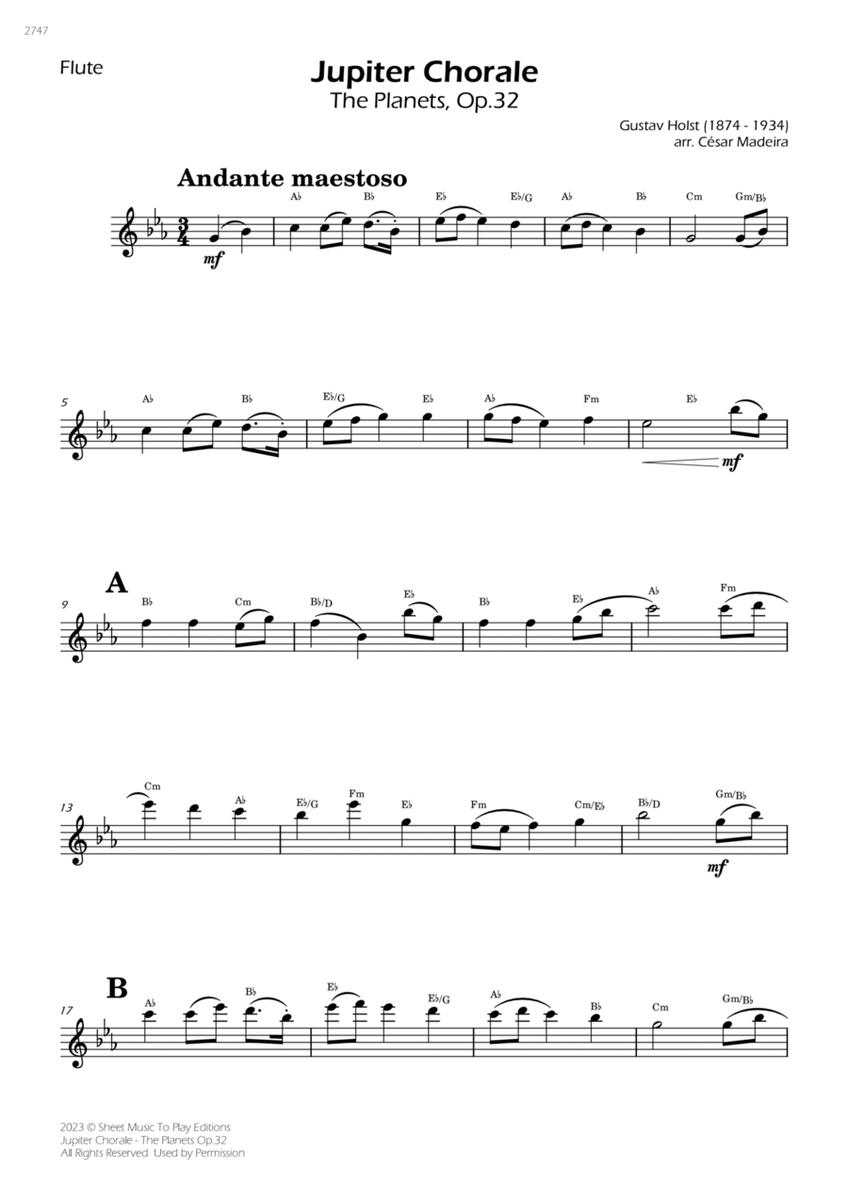 Jupiter Chorale from The Planets - Flute Solo - W/Chords image number null
