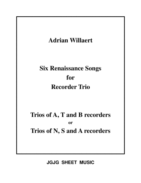 Six Renaissance Songs for Recorder Trio image number null