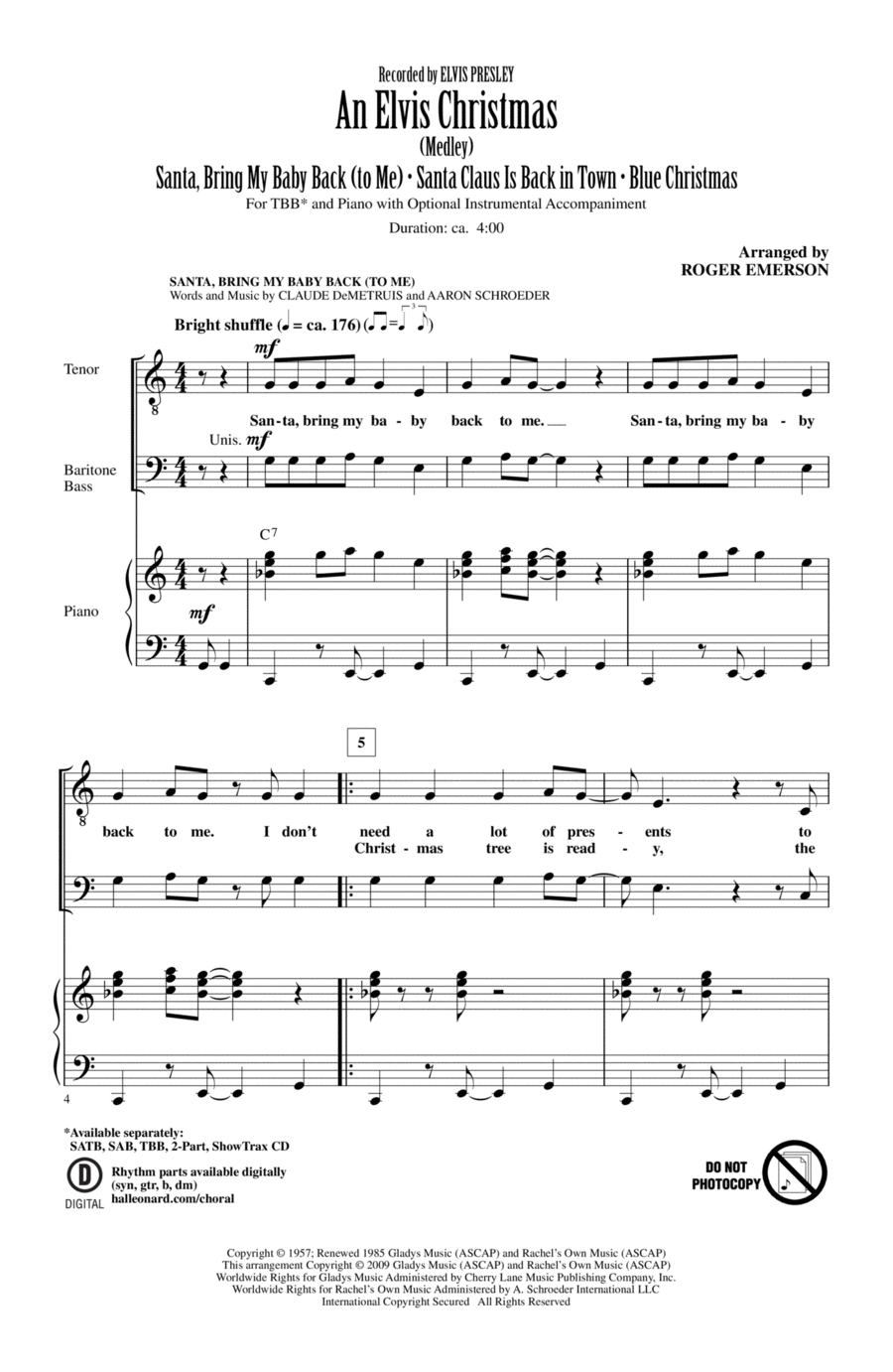 An Elvis Christmas 3-Part scores gallery preview page 1