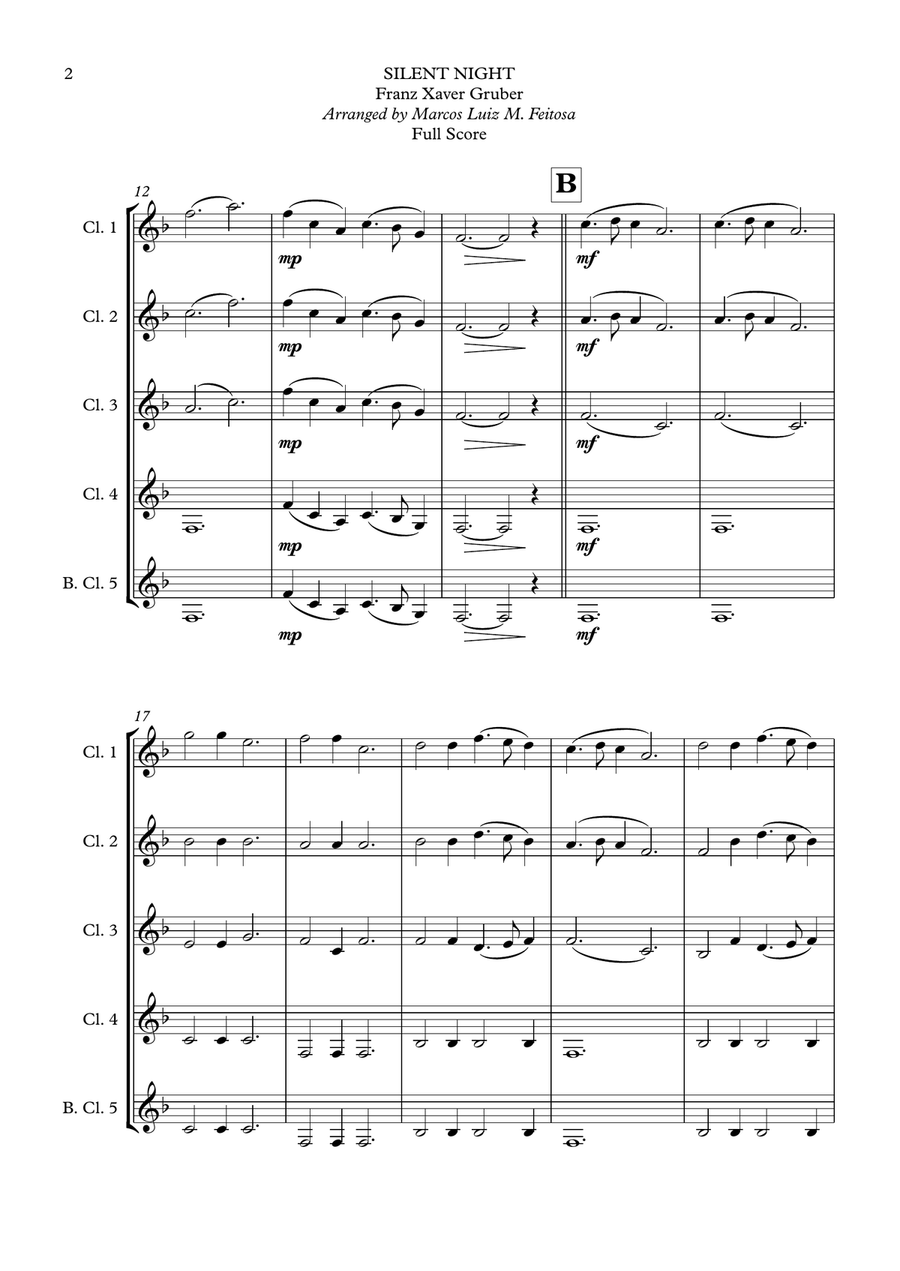 Silent Night - Clarinet Quintet Clarinet Quintet scores gallery preview page 4