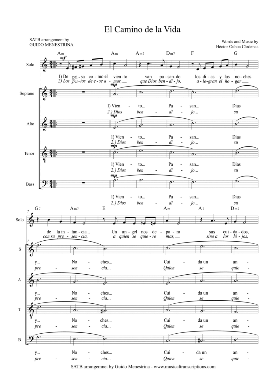 El Camino de la Vida - SATB 4-Part scores gallery preview page 1