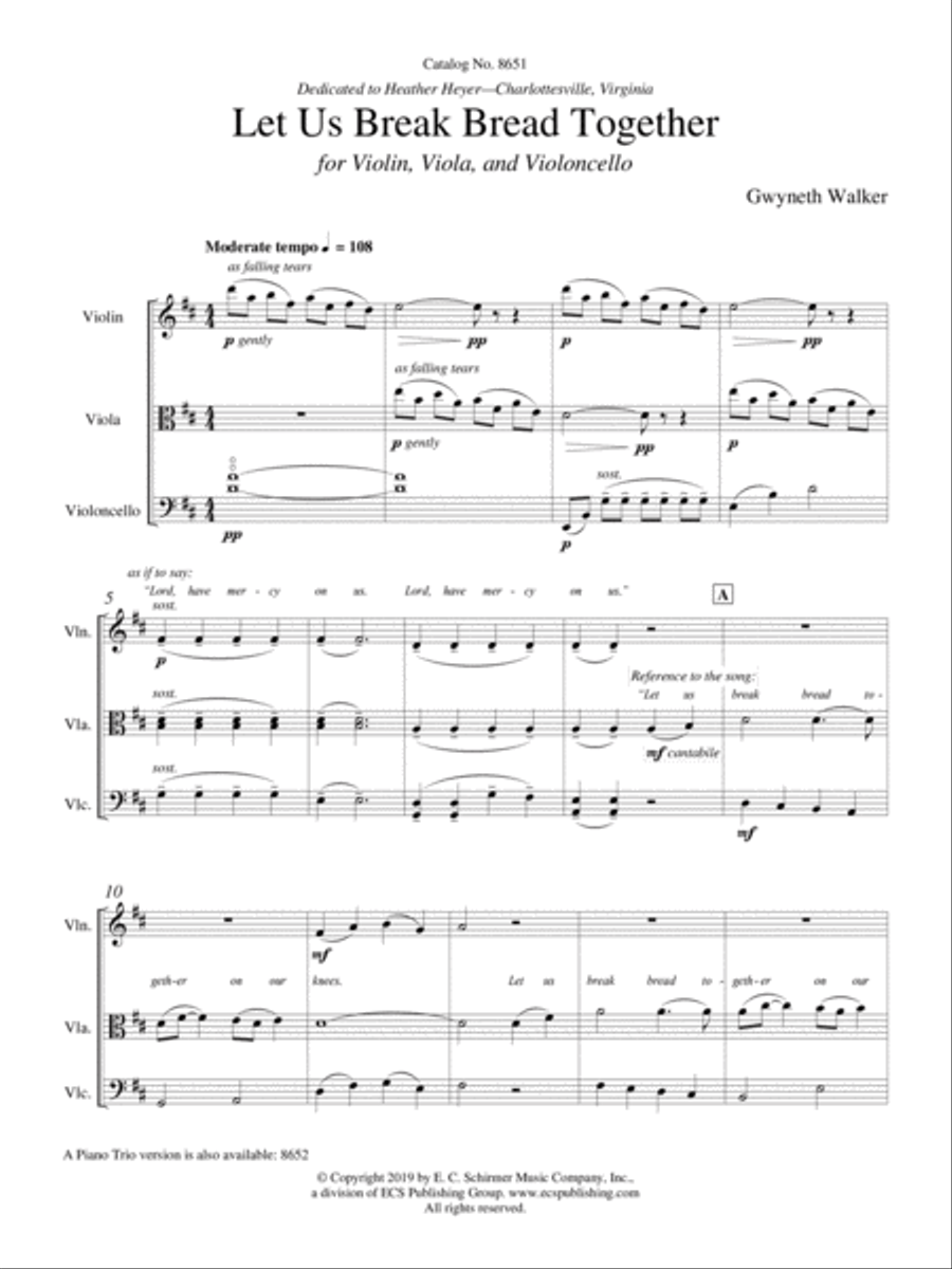 Let Us Break Bread Together String Trio scores gallery preview page 1