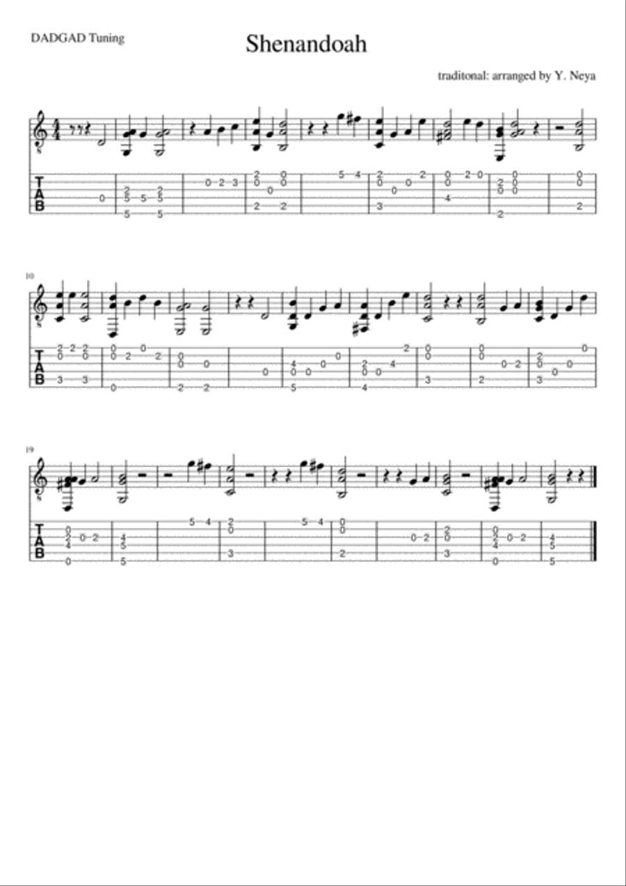 Shenandoah Acoustic Guitar scores gallery preview page 1
