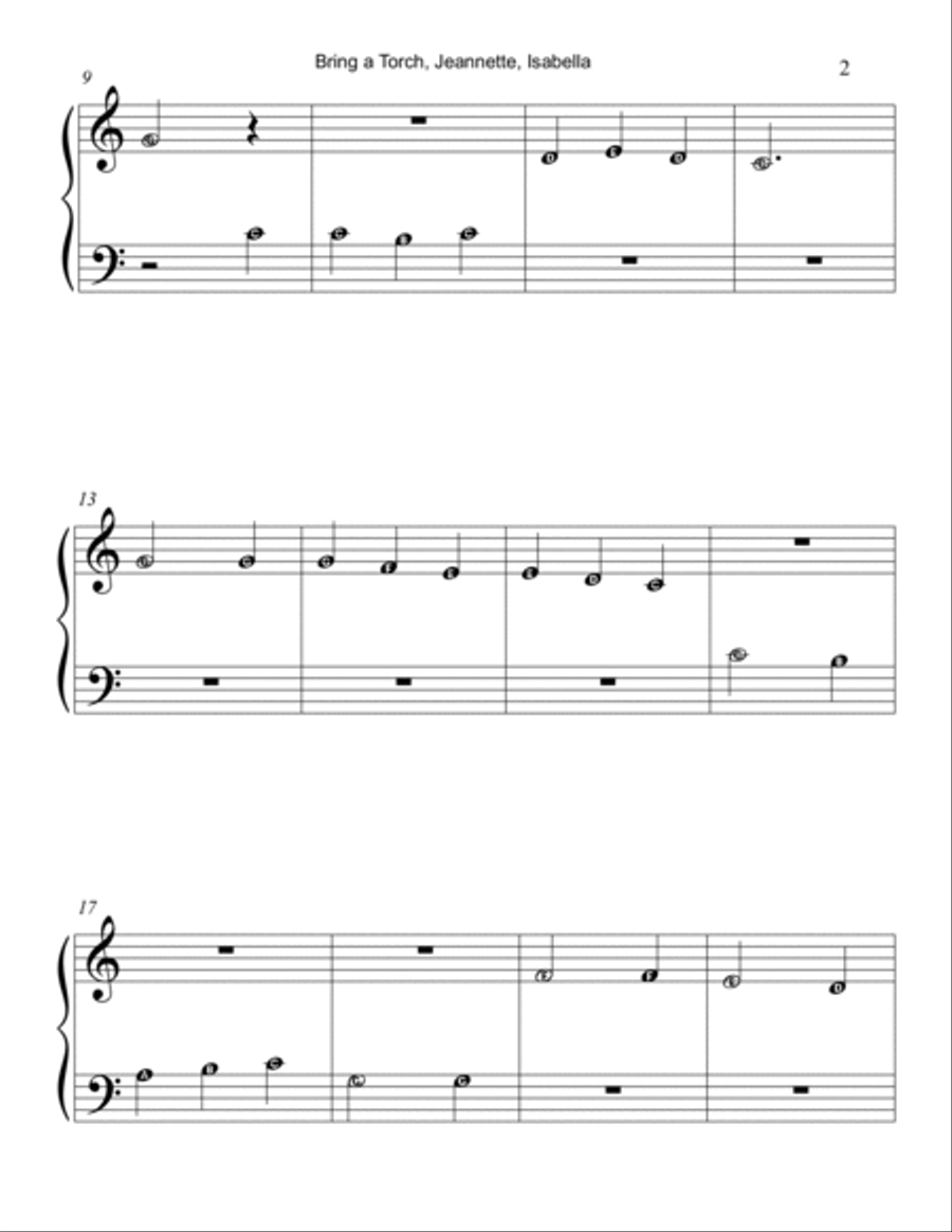 Bring A Torch, Jeannette Isabella Easy Piano scores gallery preview page 2