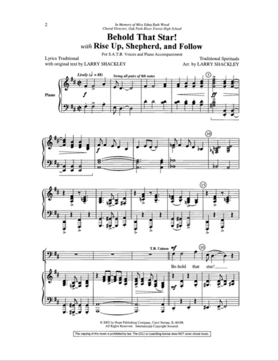 Behold that Star! with Rise Up, Shepherd and Follow Choir scores gallery preview page 2