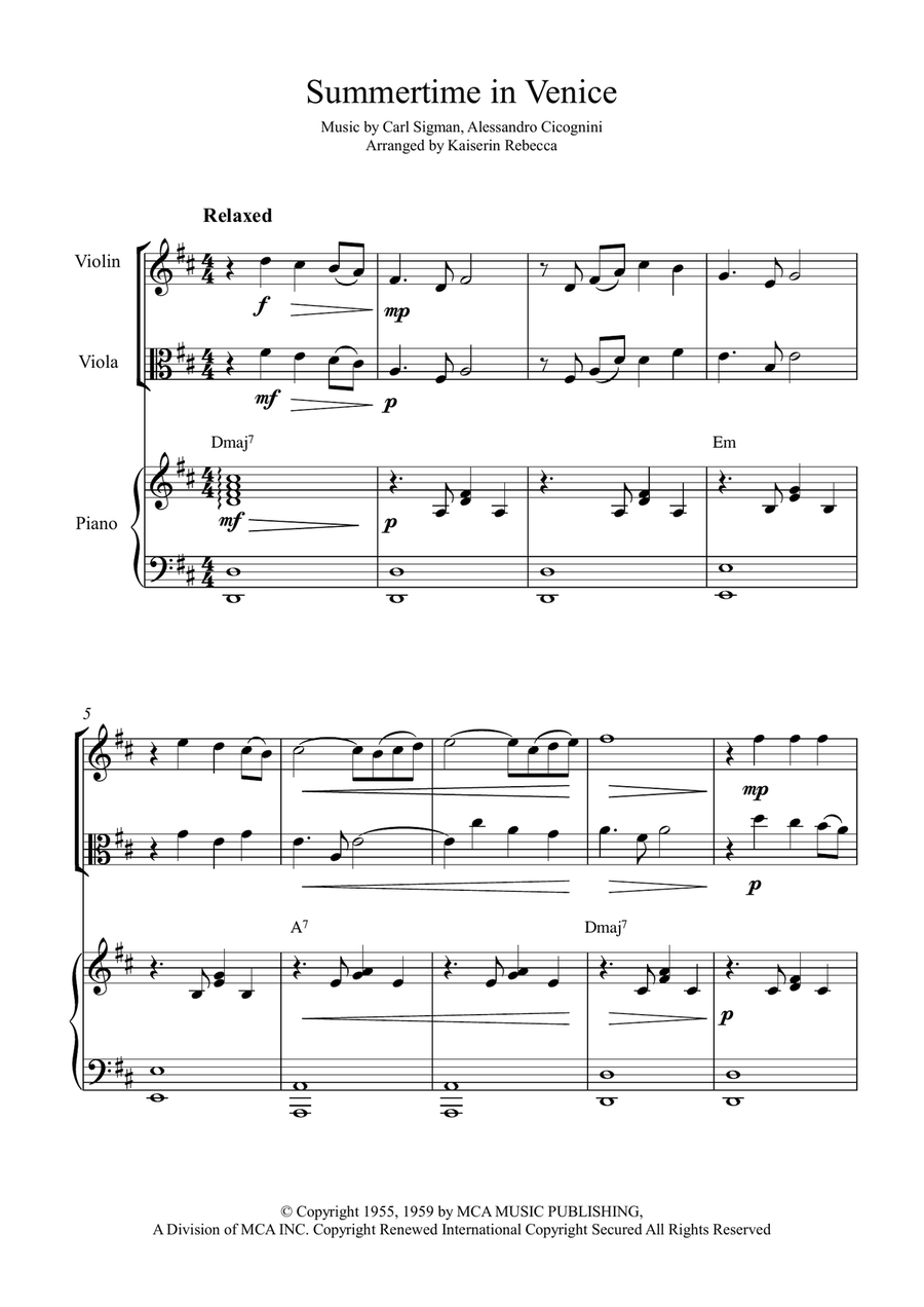 Summertime In Venice String Duet scores gallery preview page 1